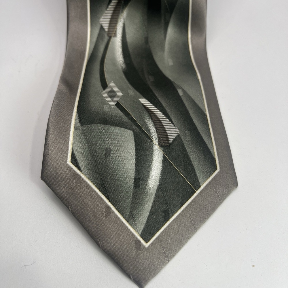 Pierre Cardin Mens 100% Silk Abstract Green Beige Brown Yellow 57x4 Tie